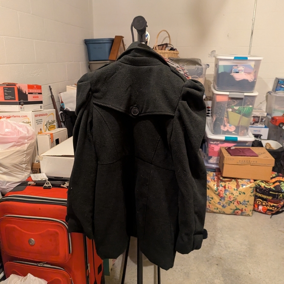 Sequin Hearts Black Double-Breasted Pea Coat - Picture 3 of 3